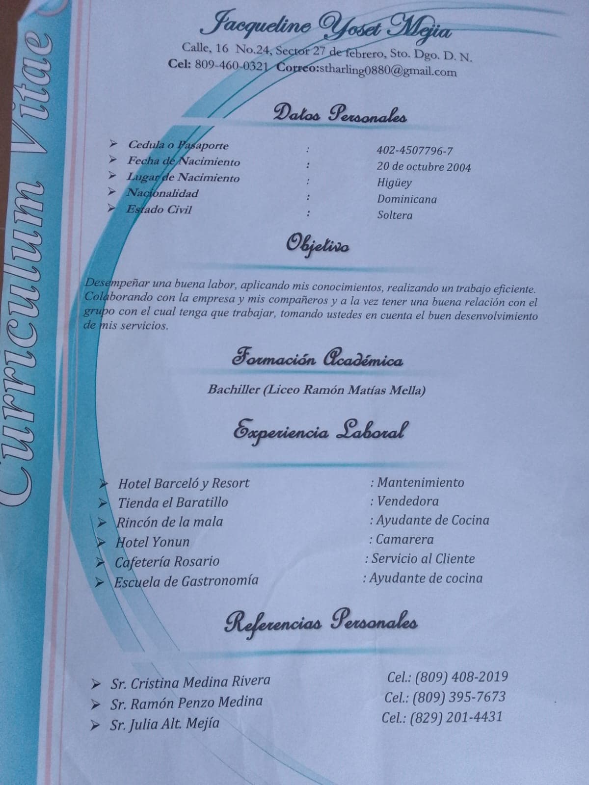 Foto de Jaqueline yoset Mejía